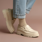 Ensfarvede strømper i merinould - Beige