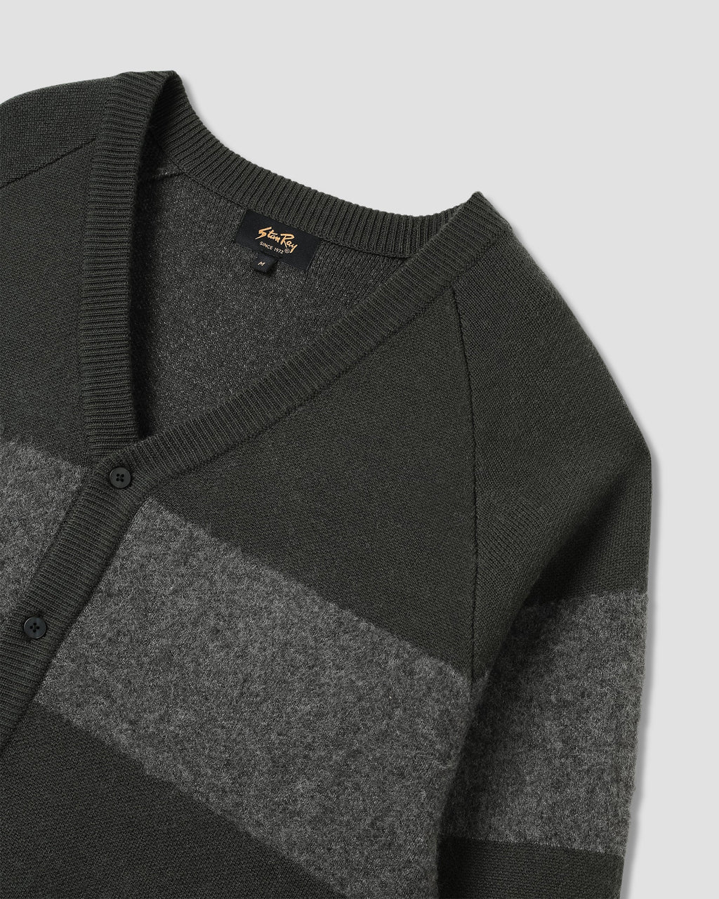 Knitted Cardigan - Botanical Green/Charcoal Stripe
