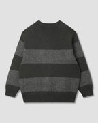 Knitted Cardigan - Botanical Green/Charcoal Stripe