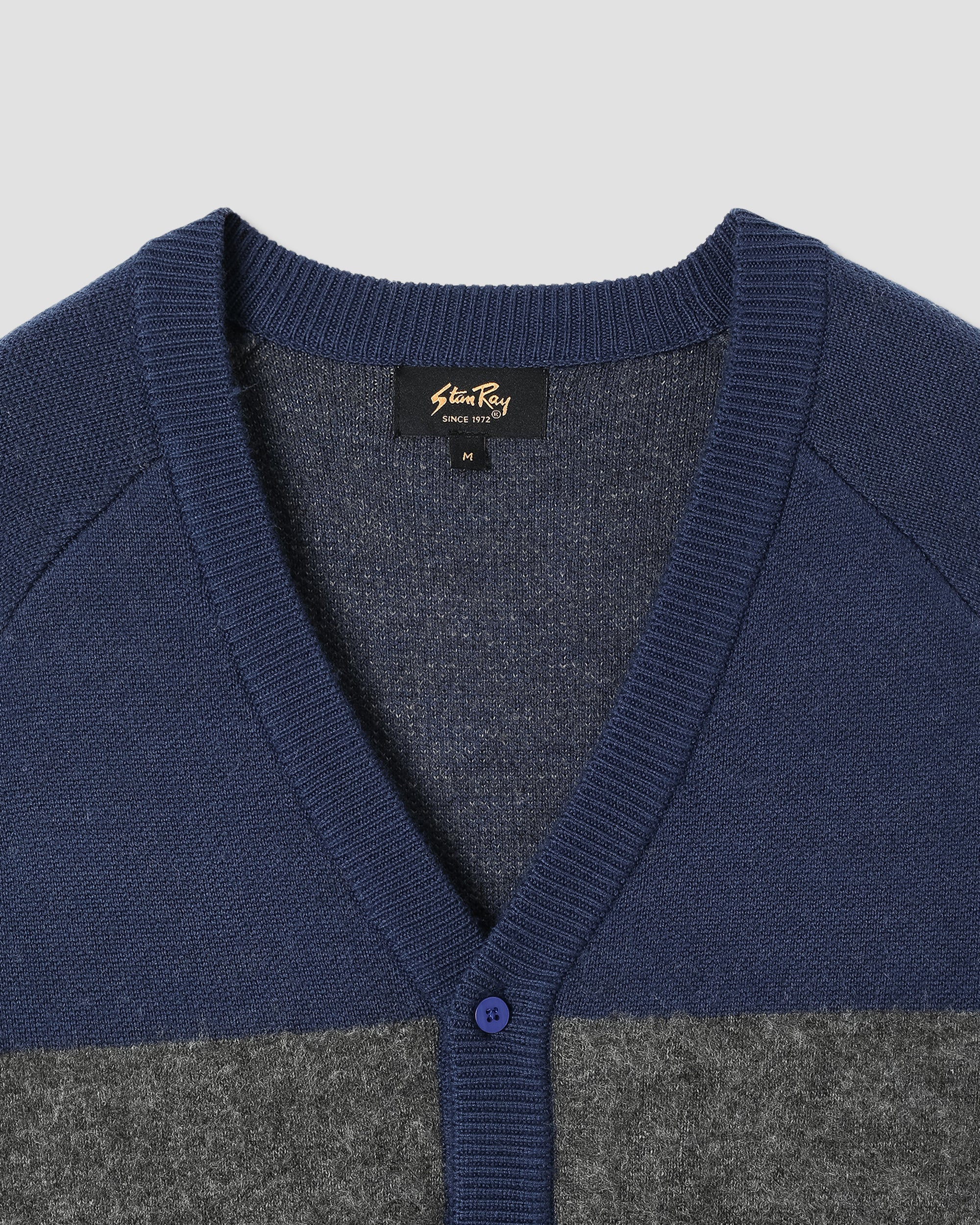 Knitted Cardigan - Navy/Charcoal Border Stripe