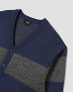 Knitted Cardigan - Navy/Charcoal Border Stripe