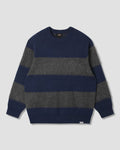 Knitted Sweater - Navy/Charcoal Border Stripe