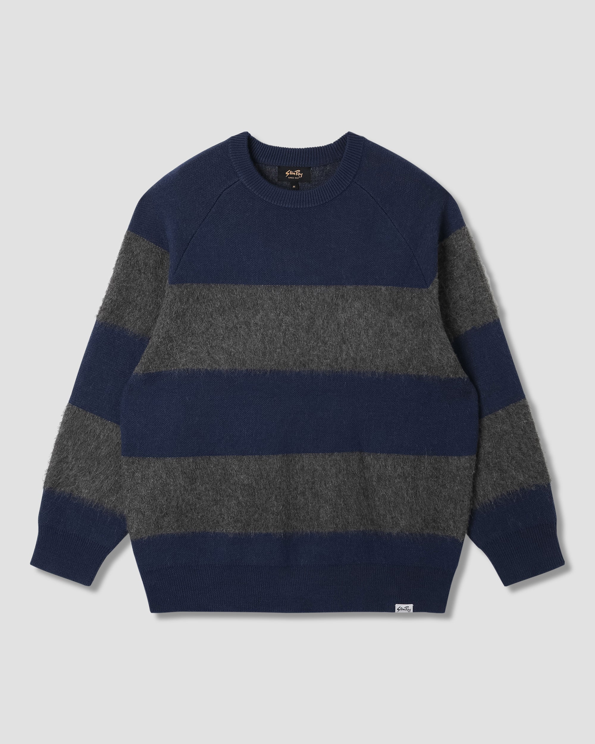 Knitted Sweater - Navy/Charcoal Border Stripe
