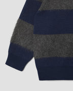 Knitted Sweater - Navy/Charcoal Border Stripe