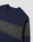 Knitted Sweater - Navy/Charcoal Border Stripe