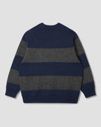 Knitted Sweater - Navy/Charcoal Border Stripe