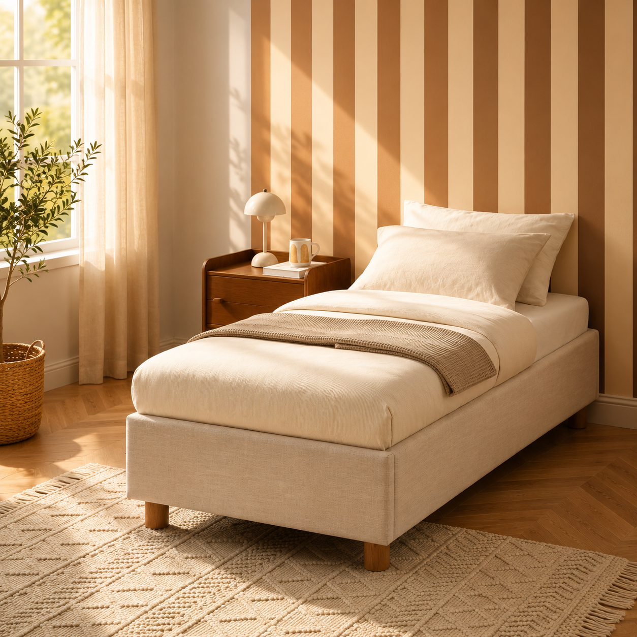 Korall - Lit Coffre - Lin - Beige