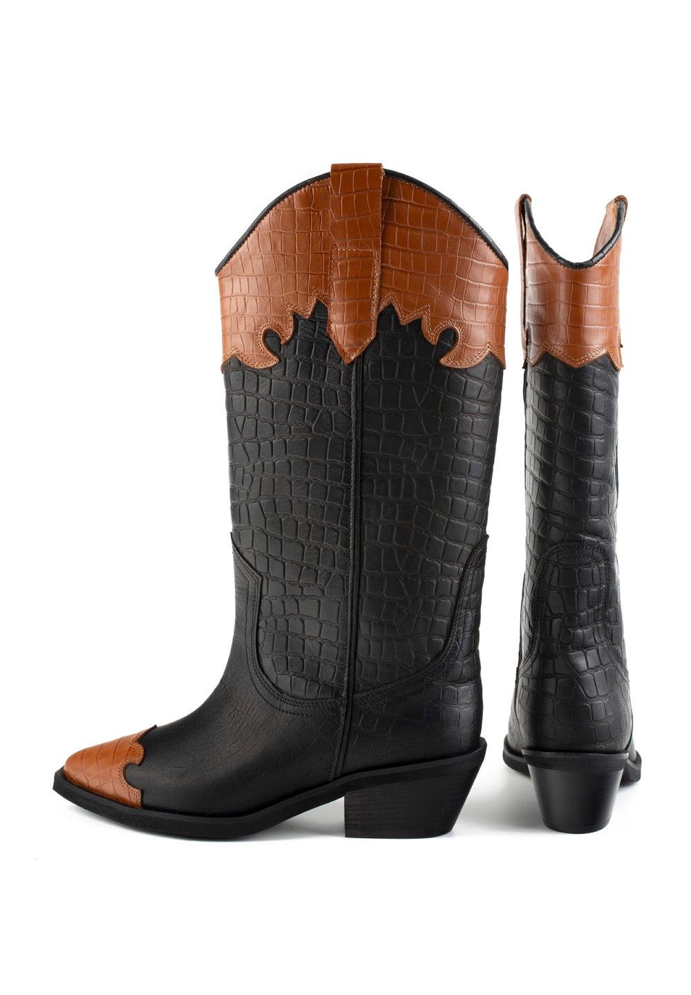 Night In Texas Boots - Black And Brown
