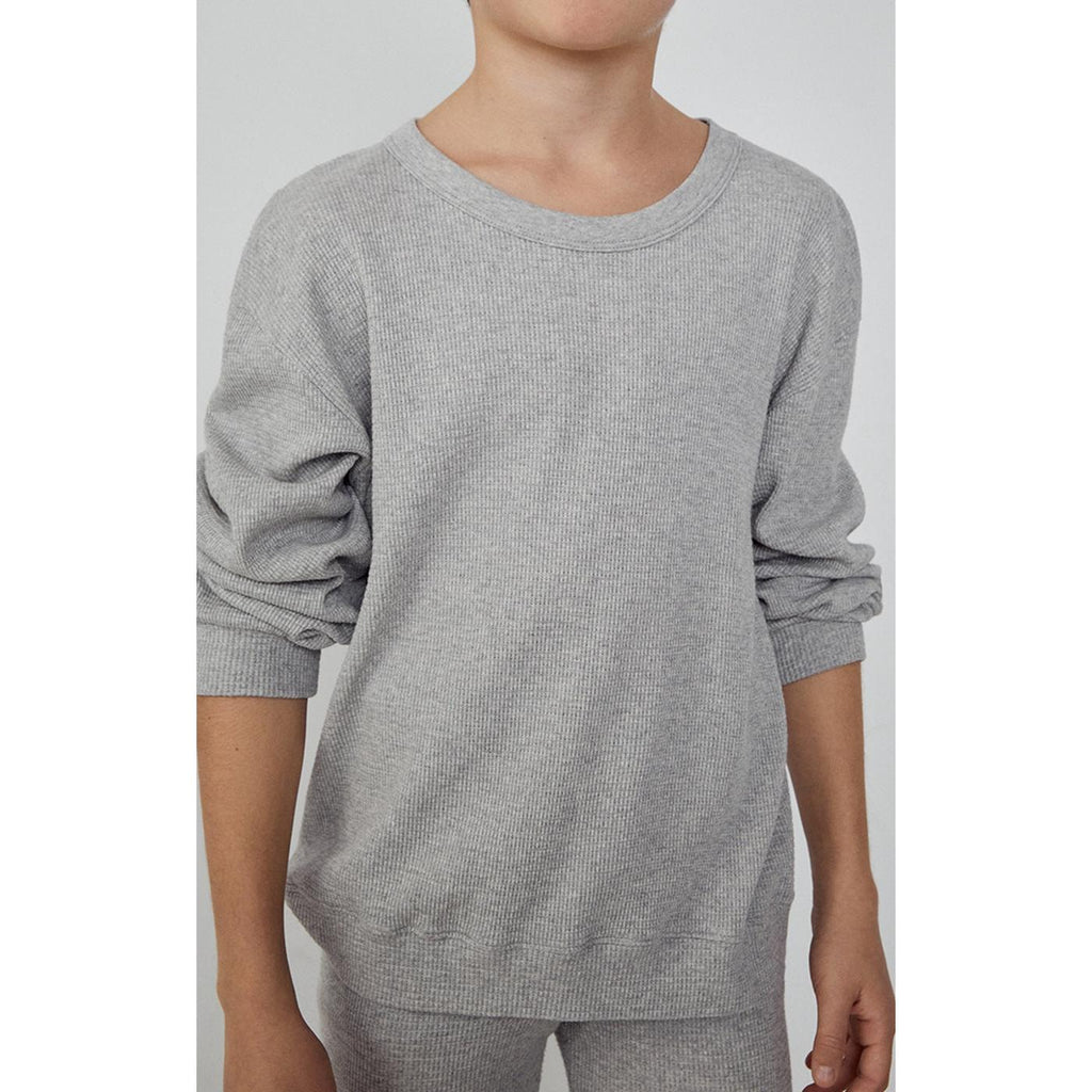 Boxy Round-Neck T-Shirt - Marl Grey - Kids