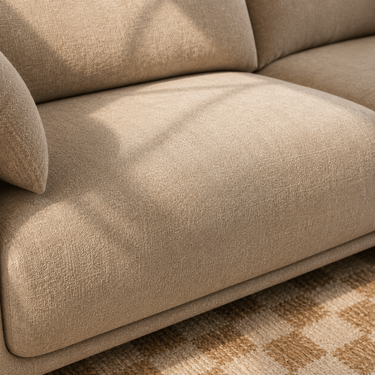 Kurly - Sofá 3 Plazas - Tela Texturizada - Beige