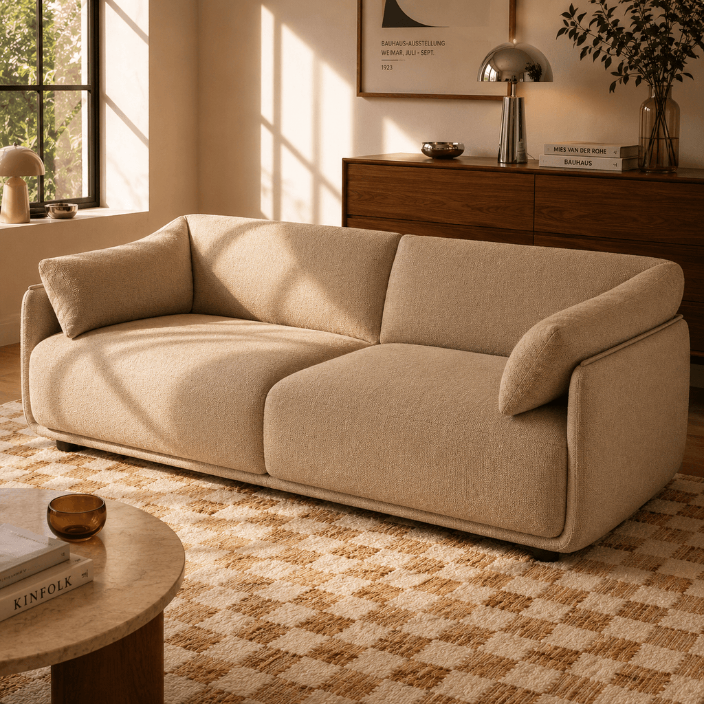 Kurly - Sofá 3 Plazas - Tela Texturizada - Beige