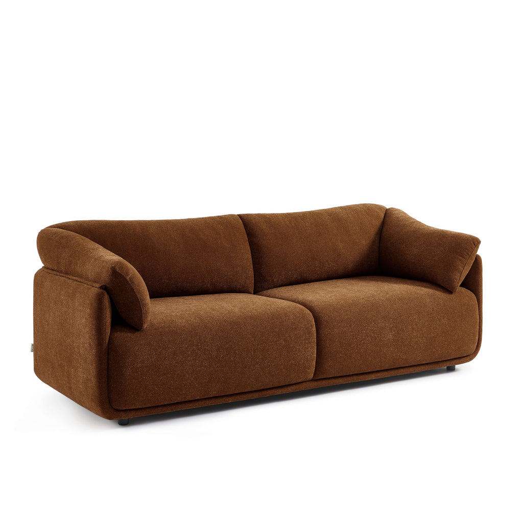 Kurly - Canapé 3 Places - Tissu Texturé - Marron