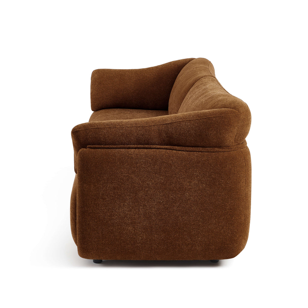 Kurly - Canapé 3 Places - Tissu Texturé - Marron