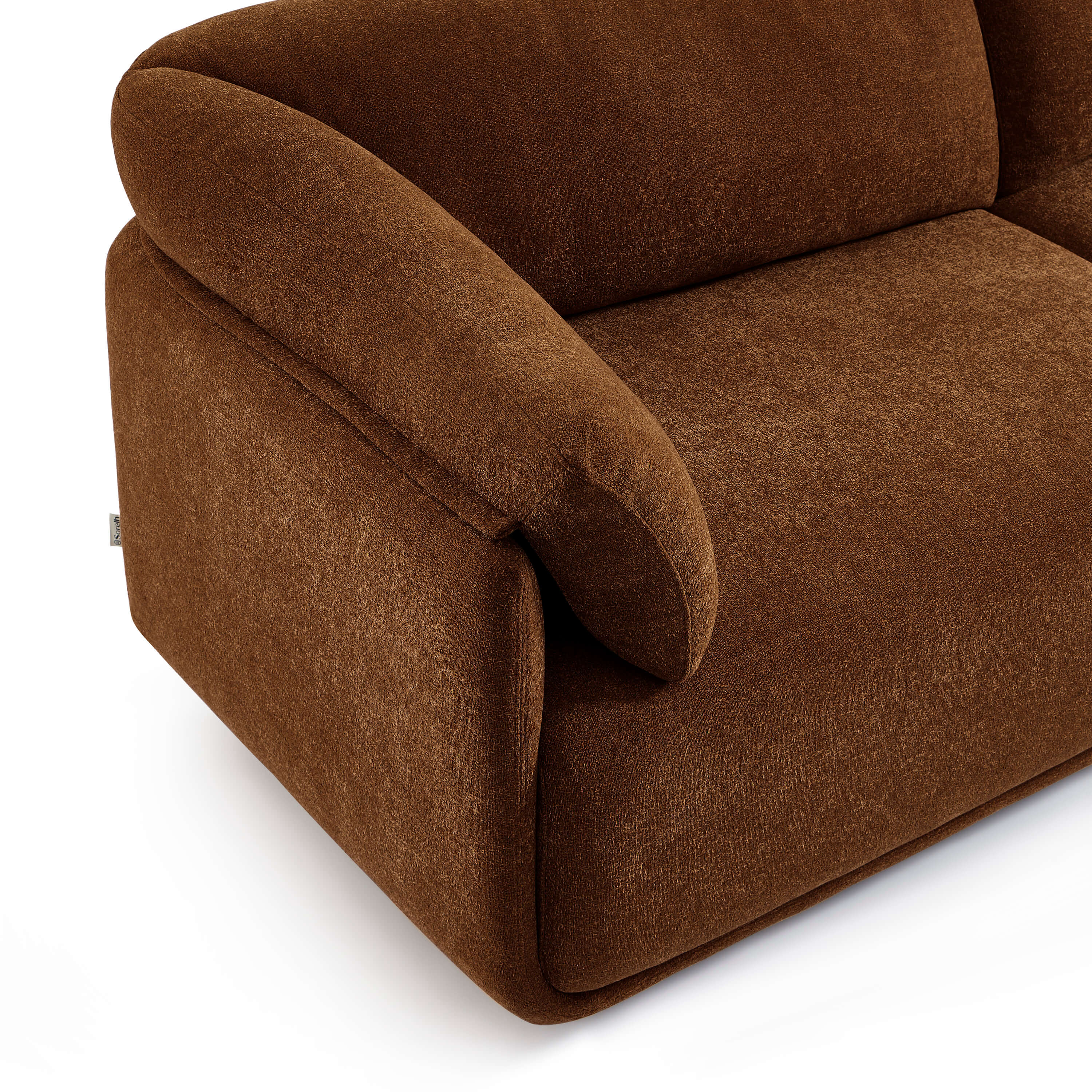 Kurly - Canapé 3 Places - Tissu Texturé - Marron