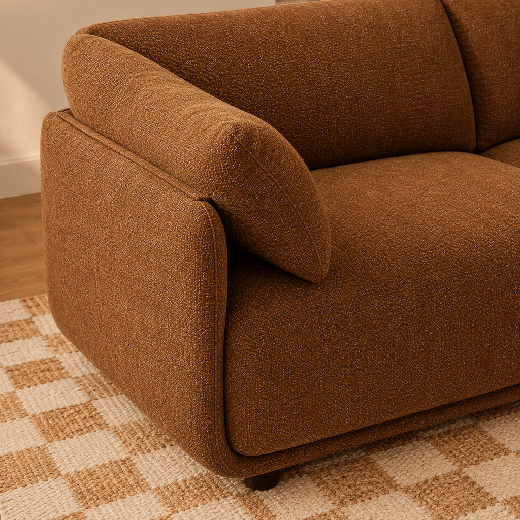 Kurly - Canapé 3 Places - Tissu Texturé - Marron