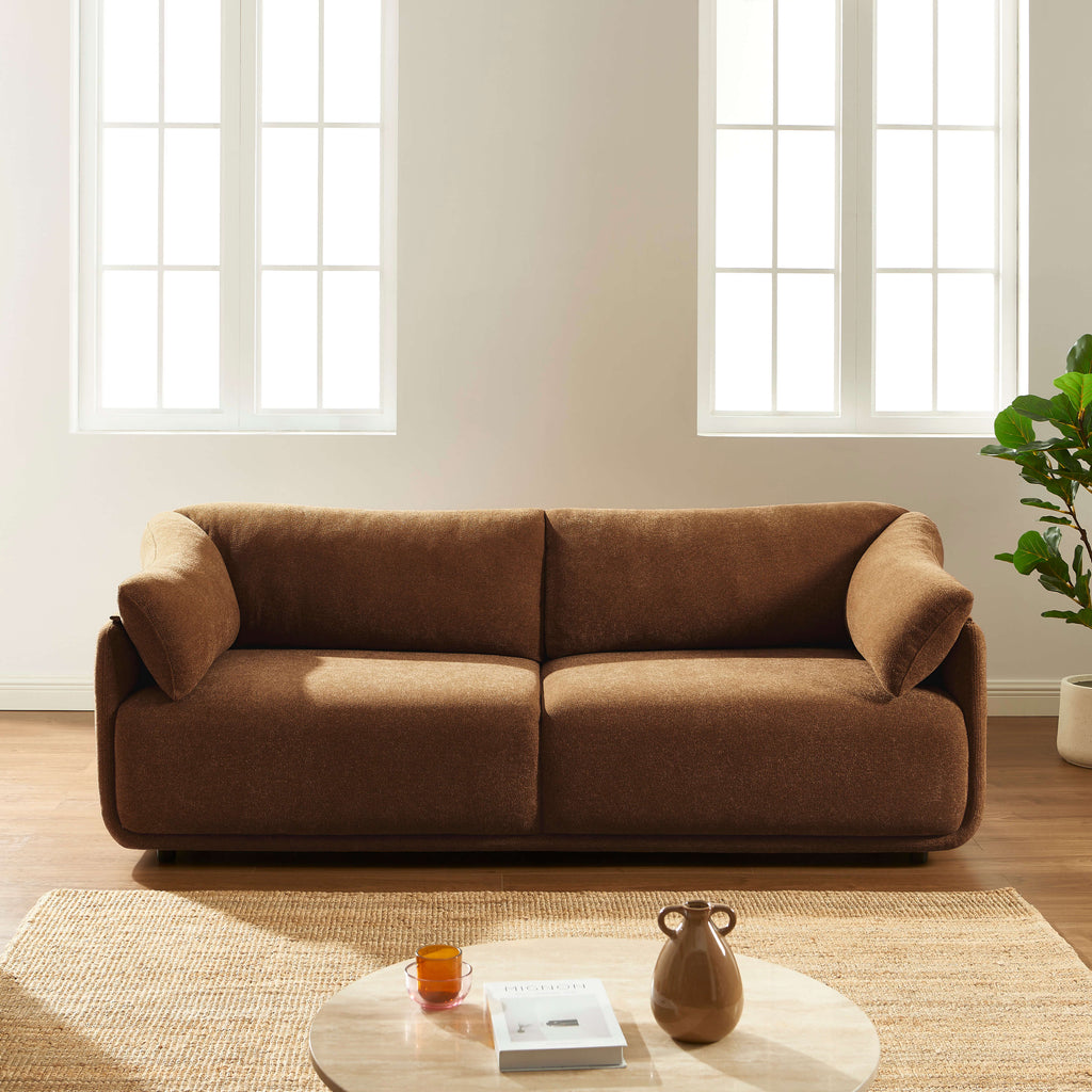 Kurly - Canapé 3 Places - Tissu Texturé - Marron