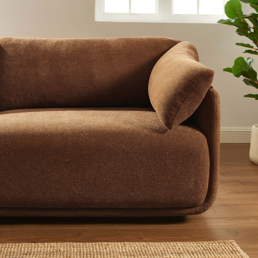 Kurly - Canapé 3 Places - Tissu Texturé - Marron