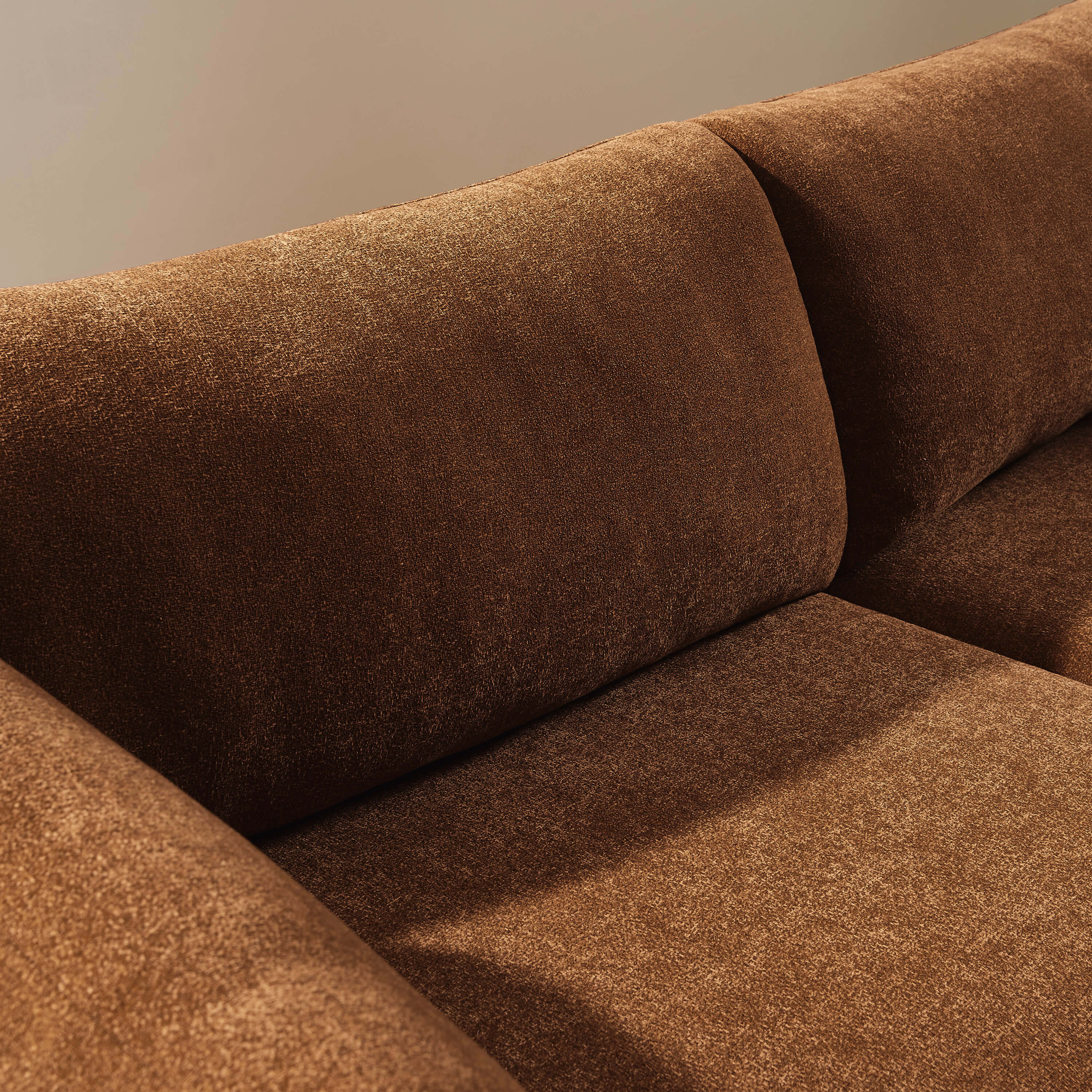 Kurly - Canapé 3 Places - Tissu Texturé - Marron