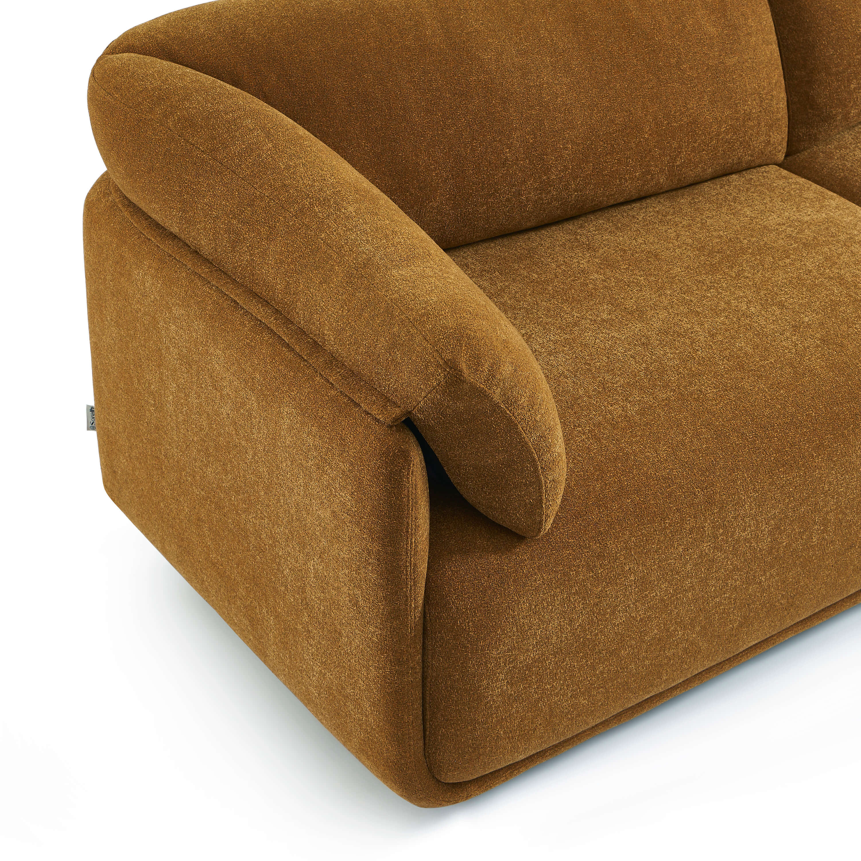 Kurly - Canapé 3 Places - Tissu Texturé - Ocre