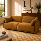 Kurly - Canapé 3 Places - Tissu Texturé - Ocre