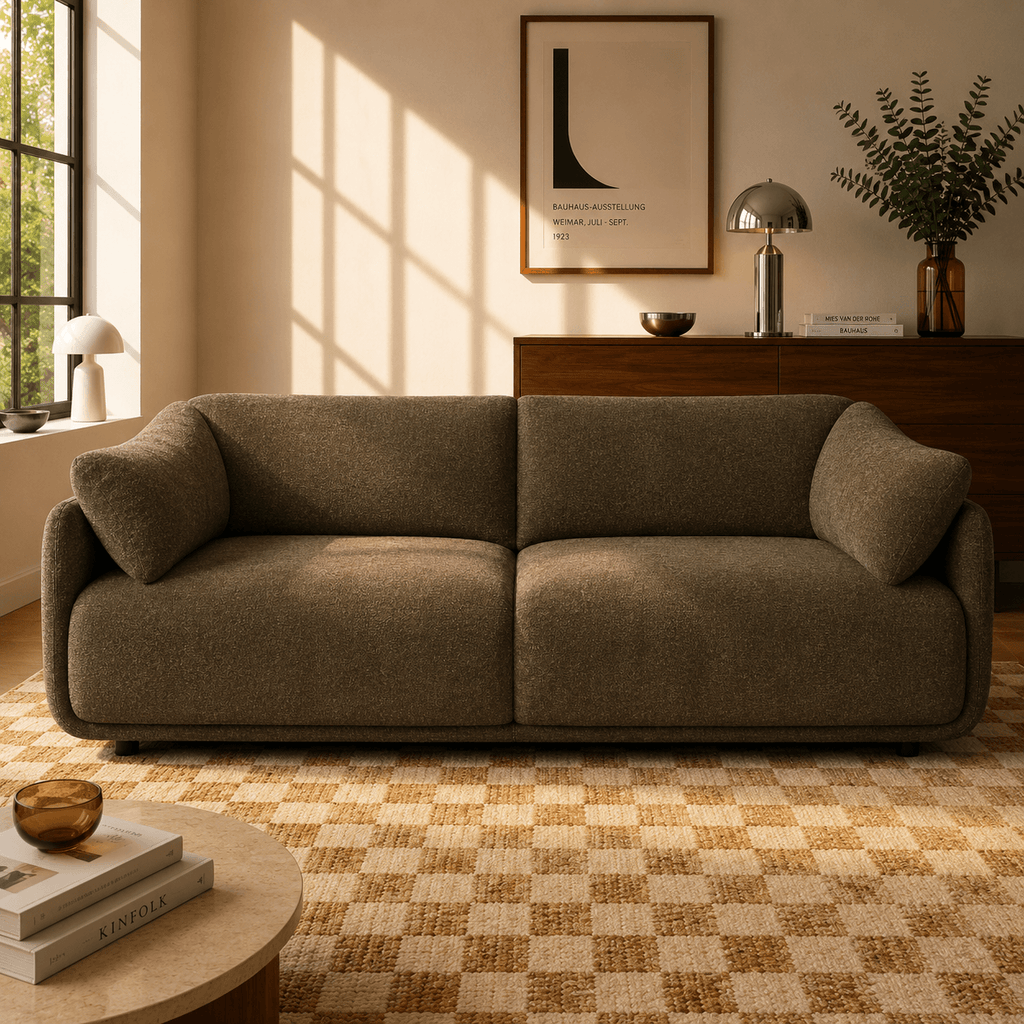 Kurly - Sofá 3 Plazas - Tela Texturizada - Taupe