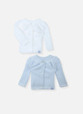 La Manufacture De Layette – Zestaw 2 kaftaników - Bleu Layette, dwa kardigany niemowlęce, biały i jasnoniebieski, na płasko