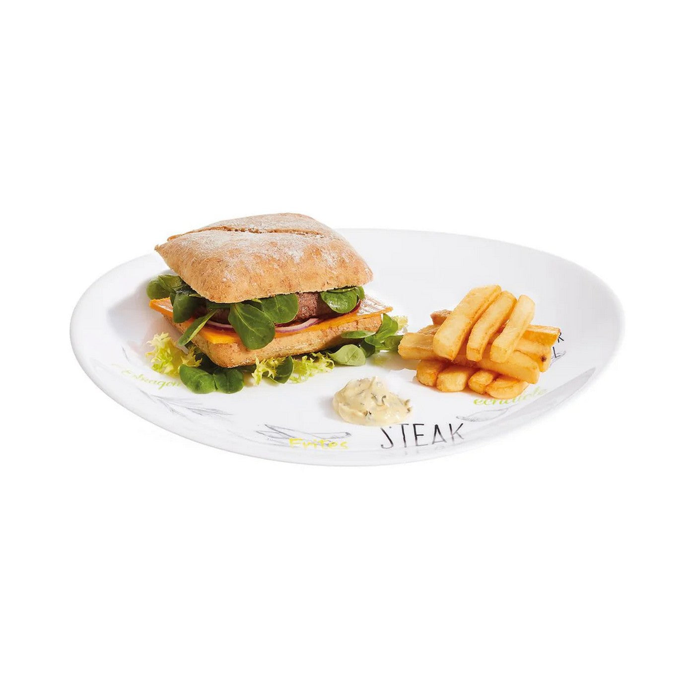 Friend'S Time - Decorated Steak Plate - White - Friend'S Time - 30cm - Luminarc