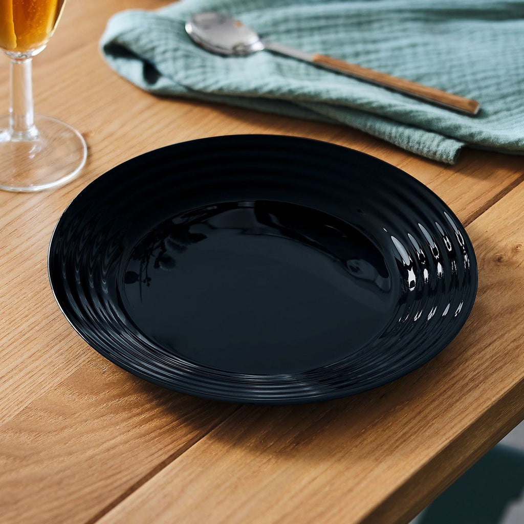 Harena - 6 Assiettes Desserts - Verre Trempé Extra Résistant - Noir - Luminarc