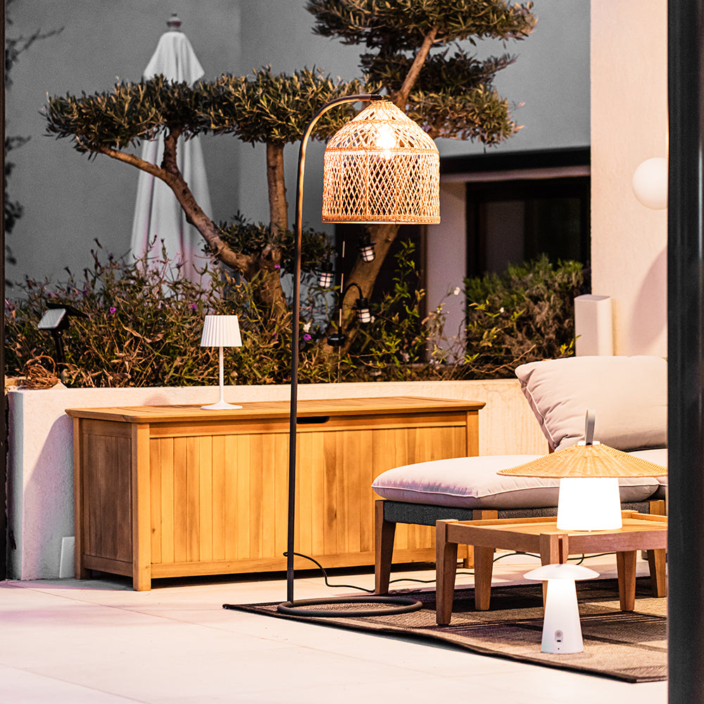 Selma - Wired Floor Lamp - Polyrattan - Beige