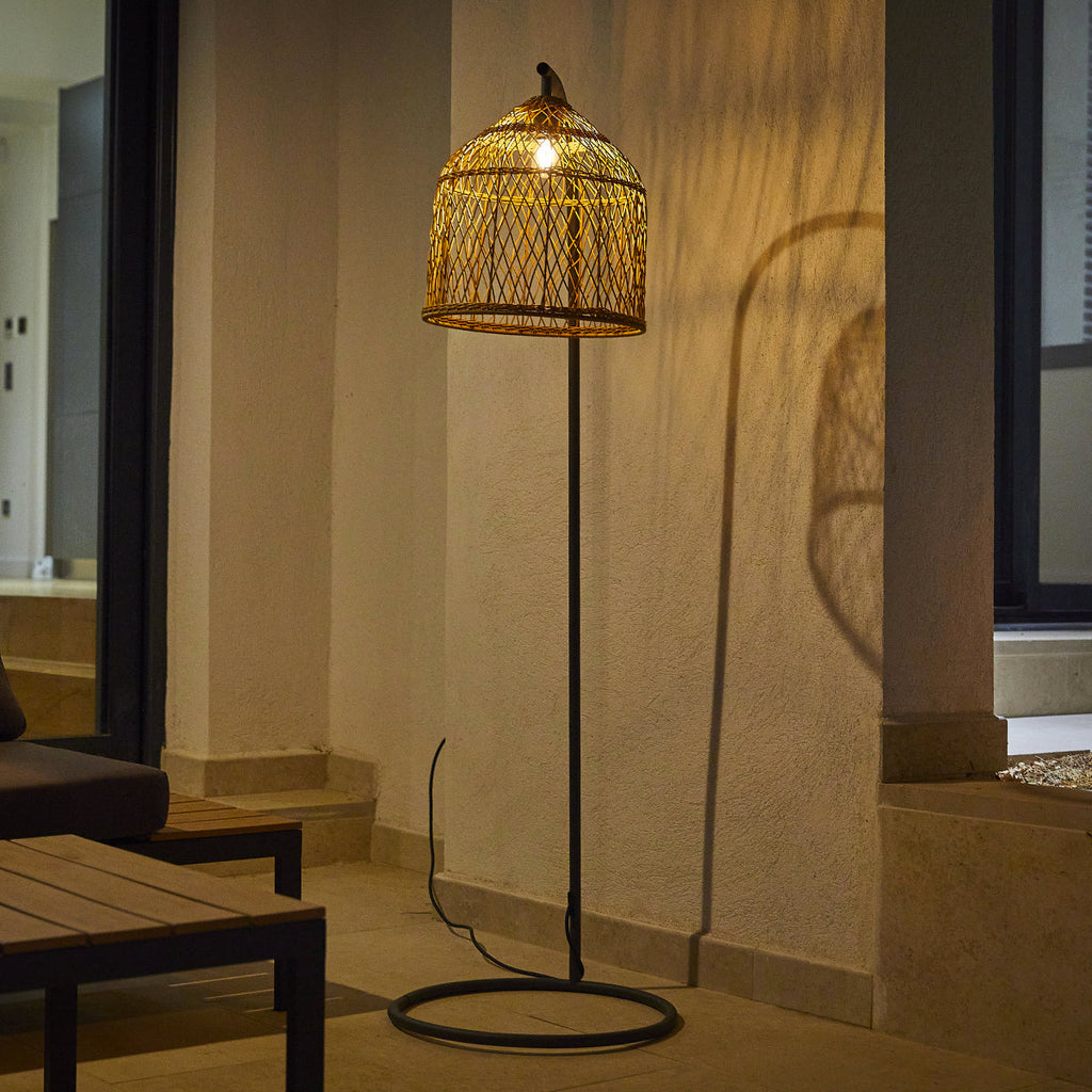 Selma - Wired Floor Lamp - Polyrattan - Beige