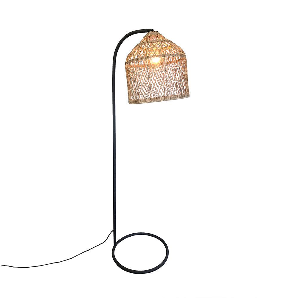 Selma - Wired Floor Lamp - Polyrattan - Beige