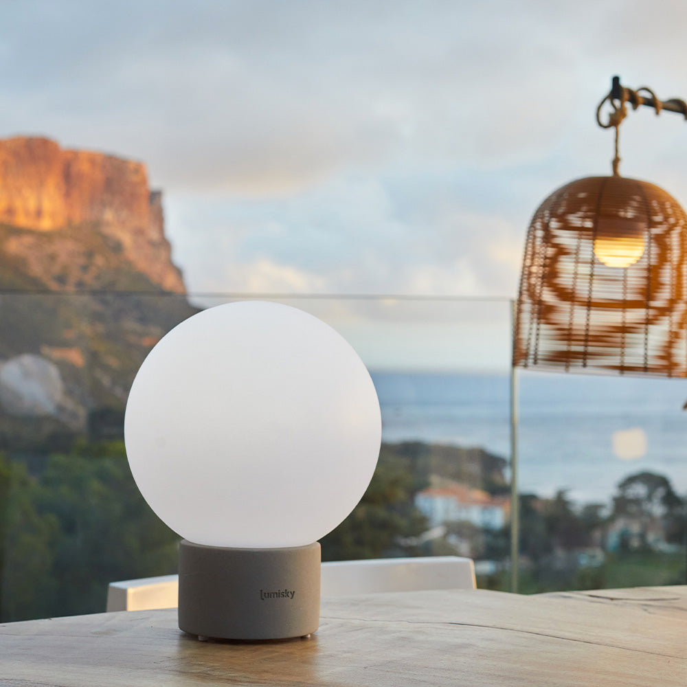 Terra - Lampe De Table Sans Fil - Béton - Gris