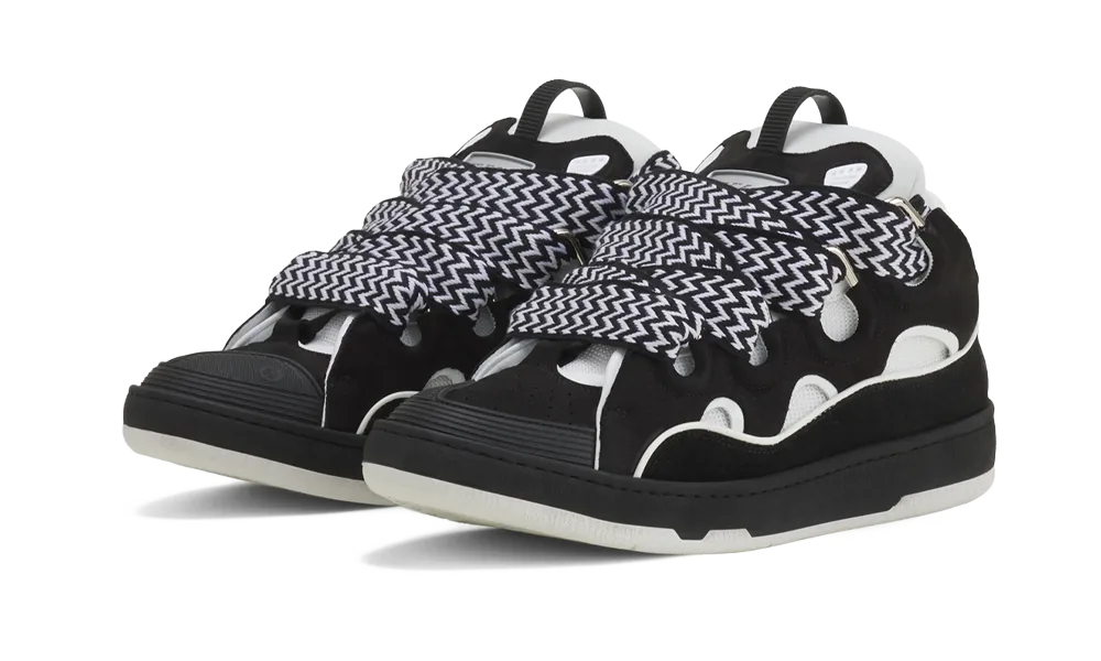 Curb Leather Sneakers Black White
