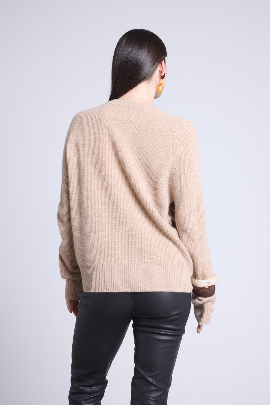 Jersey de cuello redondo de jacquard leopardo Lara - Beige - Mujer