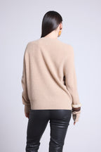 Jersey de cuello redondo de jacquard leopardo Lara - Beige - Mujer