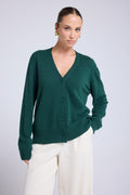 Boyfriend V-neck Cardigan Lea - Bottle Green