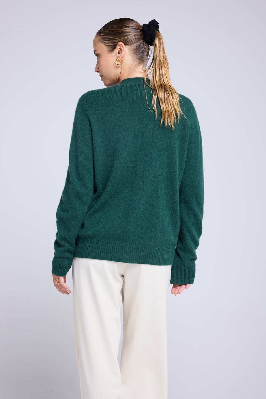 Boyfriend V-neck Cardigan Lea - Bottle Green