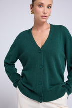 Boyfriend V-neck Cardigan Lea - Bottle Green