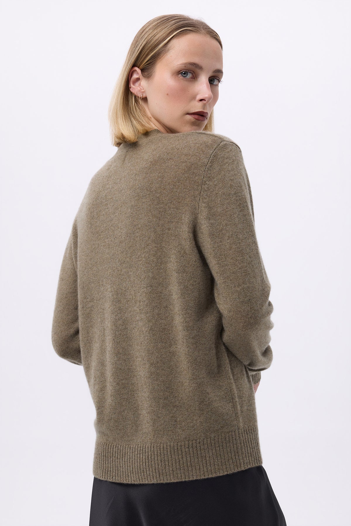 Cardigan Boyfriend Scollo a V Lea - Verde Cachi - Donna
