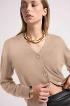 Cárdigan boyfriend de cuello en V Lea - Beige crema - Mujer