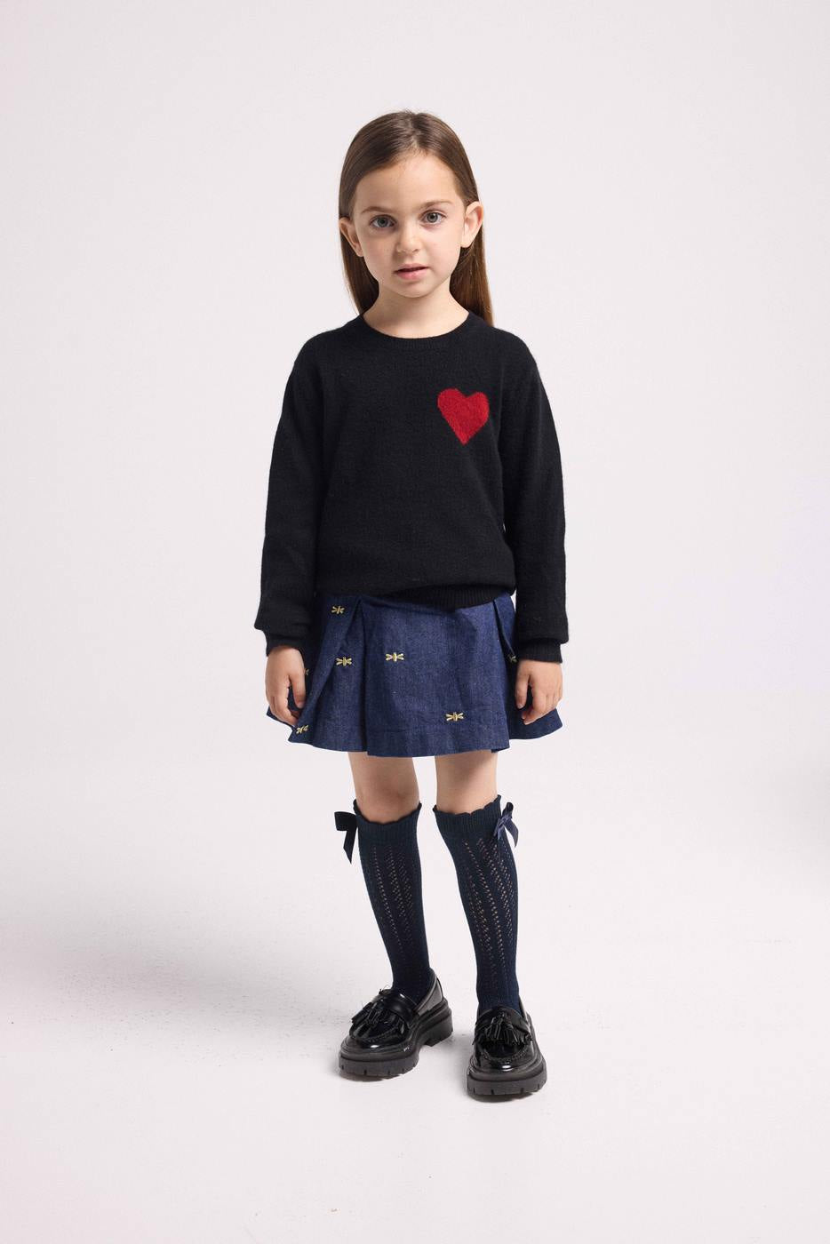 Jersey Cuello Redondo Corazón Lenny - Negro Rojo