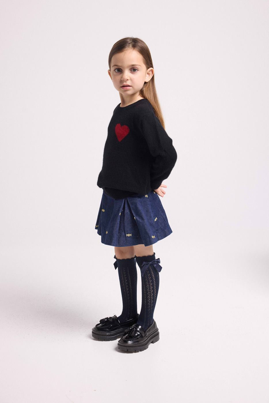 Jersey Cuello Redondo Corazón Lenny - Negro Rojo