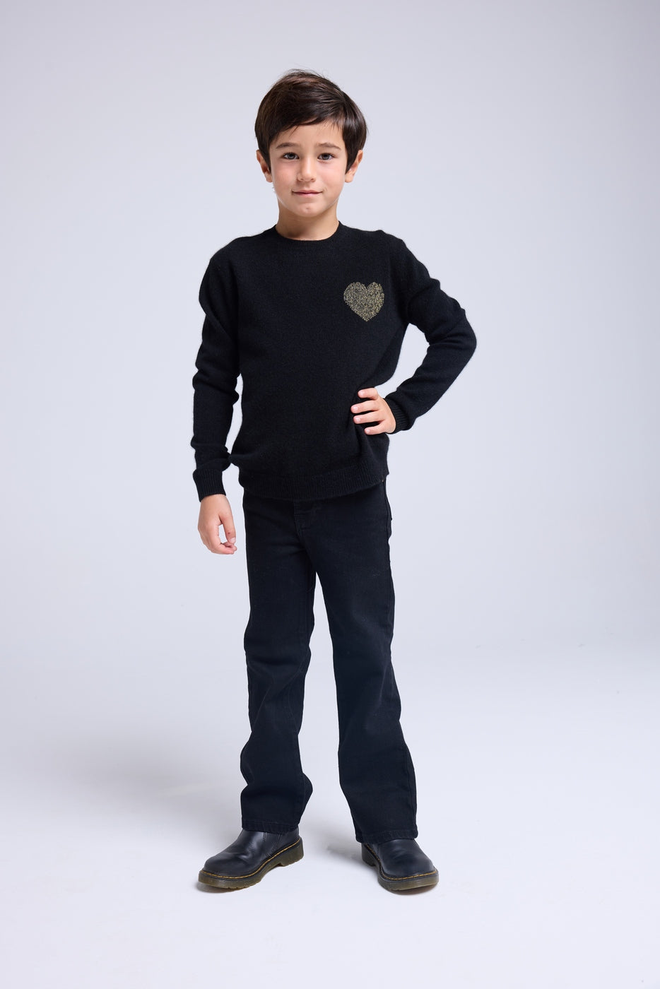 Lenny Heart Crew-Neck Jumper - Black Gold