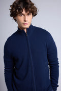 Leo Zipped Funnel Neck Cardigan - Navy Blue - Men