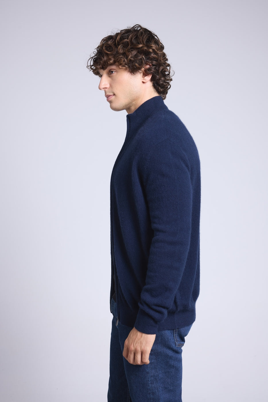 Cárdigan Leo con cremallera y cuello alto - Azul marino e índigo - Hombre