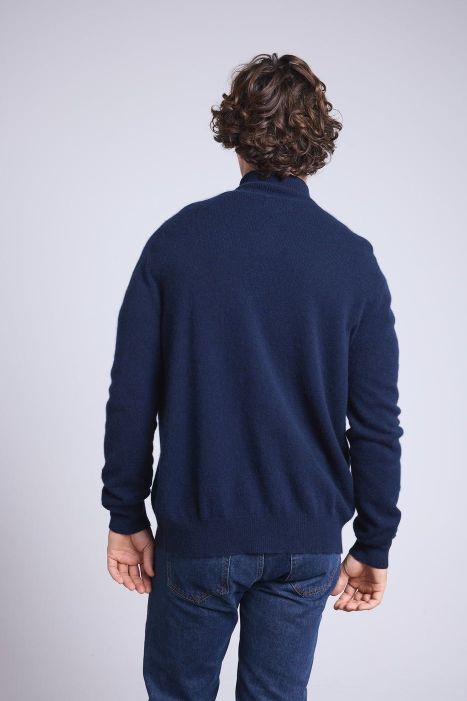 Cárdigan Leo con cremallera y cuello alto - Azul marino e índigo - Hombre
