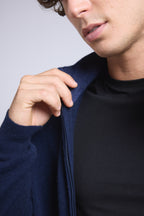 Cárdigan Leo con cremallera y cuello alto - Azul marino e índigo - Hombre