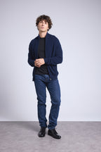 Cárdigan Leo con cremallera y cuello alto - Azul marino e índigo - Hombre
