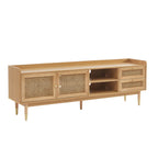 Mueble TV Leon - Chapa de Roble y Rejilla de Ratán