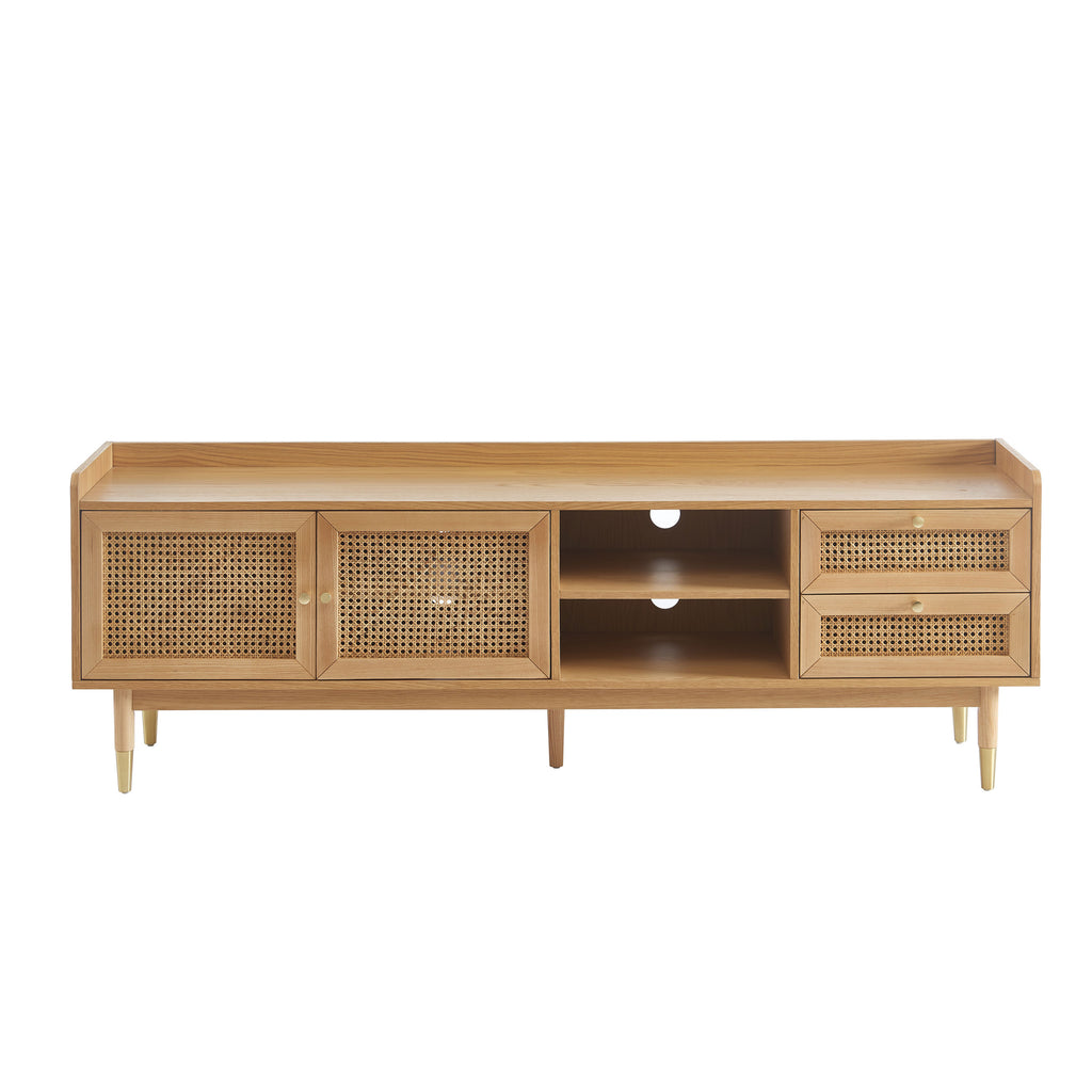 Mueble TV Leon - Chapa de Roble y Rejilla de Ratán